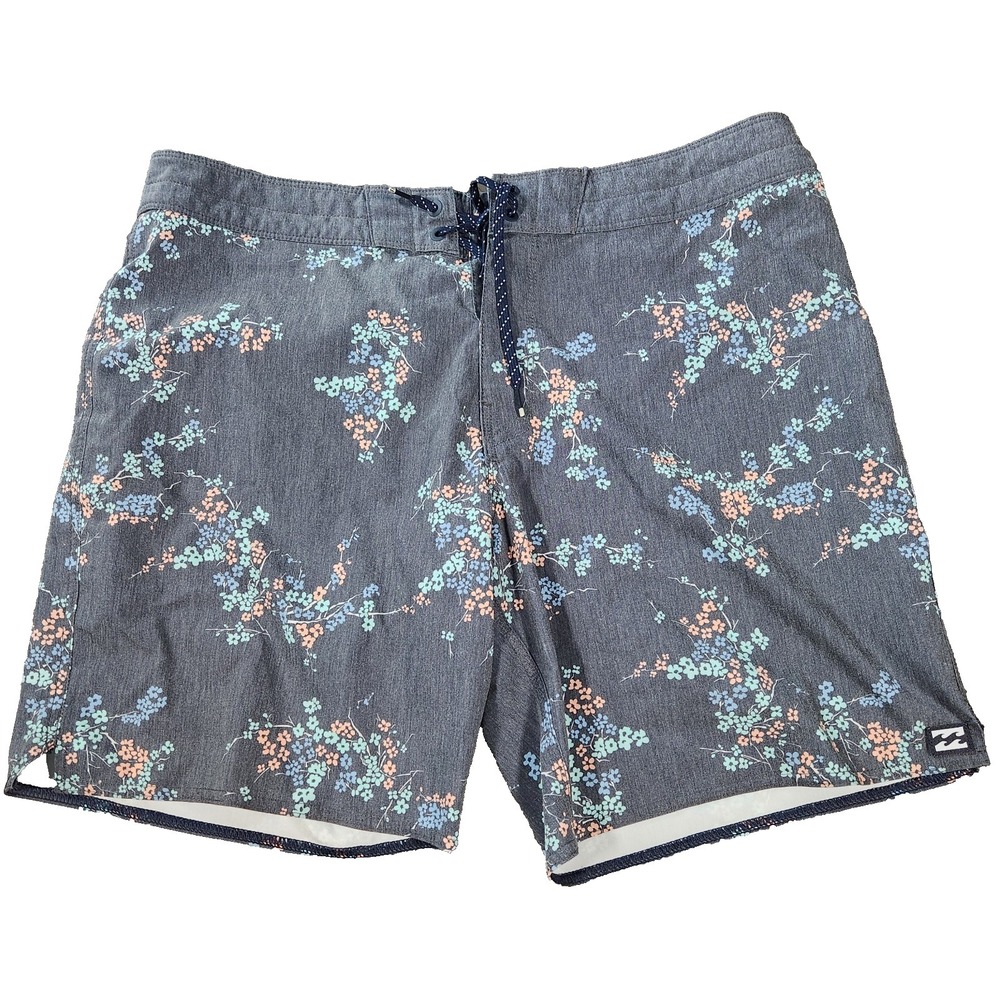 Billabong Recycler Goodtimes Pro Board‎ Shorts Mens 36 Gray Floral Swim Trunks